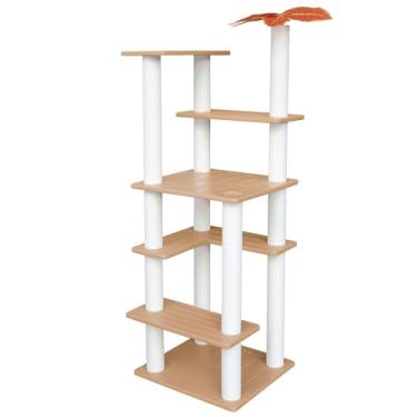 Imagem de MAOHEGOU Árvore alta para gatos em ambientes externos e internos, à prova de intempéries, grande torre para gatos ao ar livre com postes para arranhar