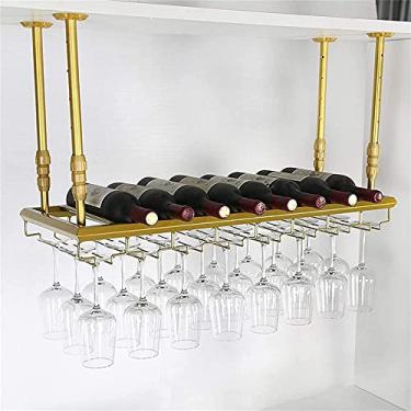 Imagem de Rack de parede para bar de vinho montado, suporte de vidro para bar suspenso e suporte de garrafa ajustável 30 ~ 60 cm (preto, bronze, ouro/60 cm, 80 cm, 100 cm, 120 cm)