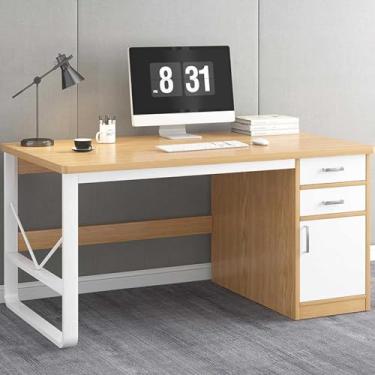 Imagem de ZDJZMGZ Mesa de computador, mesa de escritório em casa, mesa de computador com gavetas, armário de armazenamento versátil para laptop e estudo, escrita e mesa de trabalho elegante