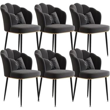 Imagem de Assento acolchoado macio de veludo pernas de metal de aço carbono balcão de quarto manicure estudo penteadeira cadeiras de jantar conjunto de 6