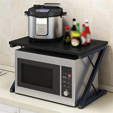 Imagem de Suporte para micro-ondas de cozinha, prateleira expansível de 2 camadas para forno de micro-ondas, prateleira de bancada de micro-ondas de cozinha, prateleira de forno de torradeira de metal, rack de