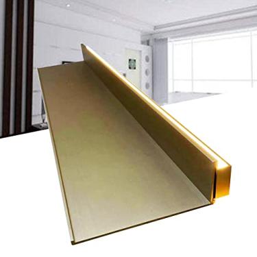 Imagem de Prateleiras emissoras de luz dupla face de liga de alumínio, prateleira de parede flutuante para pendurar na parede criativa, luz LED iluminada embutida e transformador destacável (cor: dourado