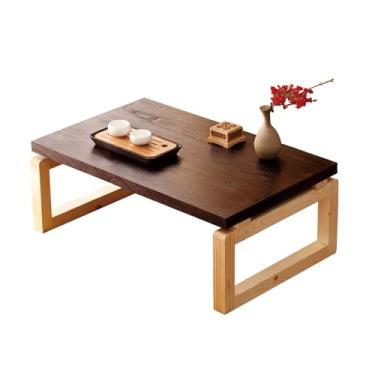 Imagem de Mesa de jantar de madeira dobrável baixa mesa de centro para sentar no chão mesa kotatsu dobrável mesa de meditação mesa lateral mesa de cama mesa de laptop para sala de estar quarto escritório