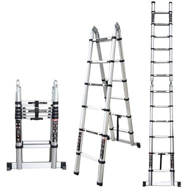 Imagem de Escadas, Escada telescópica com moldura múltipla Alumitelesextension Loft Step Ladder Portátil para Hohold 150 kg Capacidade Máxima Ferramentas DIY Escada/5 m
