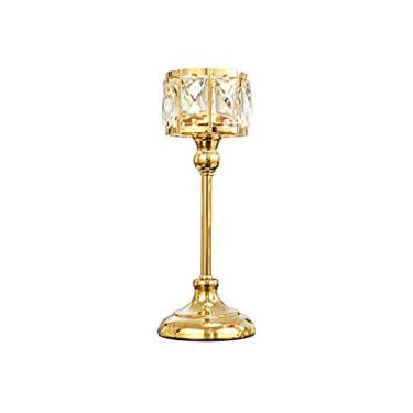 Imagem de Castiçal de cristal castiçal dourado à luz de velas suporte de jantar suporte de castiçal decoração de mesa de jantar suporte de vela de aromaterapia