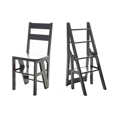 Imagem de Banqueta dobrável fácil e multifuncional, conveniente, banco de escada para casa, dobrável, 4 degraus, madeira maciça, multifuncional, escada de escalada para ambientes internos (cor de madeira