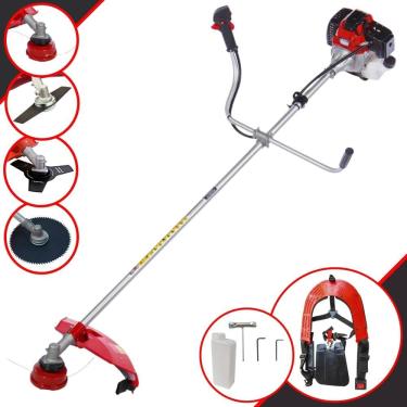 Imagem de Roçadeira Aparador de Grama À Gasolina Toyama RT52L 52cc 2HP 2T Completa Com Carretel de Nylon + Faca 2 Pontas + Faca 3 Pontas + Faca 80 Dentes