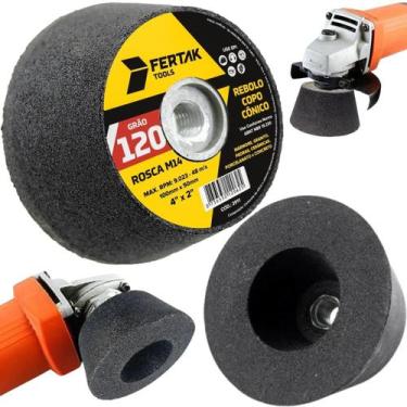 Imagem de Rebolo Copo Cônico 100X50 Grão 120 Desbaste Lixa - Fertak