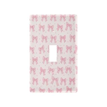Imagem de Blueangle Capa de placa de parede para interruptor de luz alternada - capa de interruptor de luz de laço de fita rosa decorativa placa de parede, tamanho 1 - gangue 4,53 x 2,76 polegadas (632)