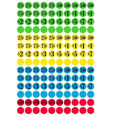 Imagem de Adesivos de preço de venda de garagem – 1540 peças de etiquetas coloridas redondas de 9,5 cm - Etiquetas de ponto removíveis para venda de quintal, suprimentos de preços de mercado de pulgas