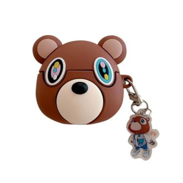 Imagem de QYFZXLV Capa de fone de ouvido para AirPods Pro 3 para meninas, meninos e crianças, design popular de urso de silicone com gancho para AirPods Pro 3ª geração (2025)