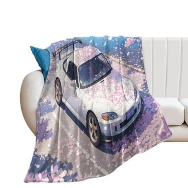 Imagem de HouLaiZhe Cobertor Super Macio Flanela Japonesa JDM Carro S2000 Flores de Cerejeira Cobertores de Refrigeração Leve para Sofá-Cama Cadeira Sofá Carro Viagem ao Ar Livre Leve Quente 76 cm x 101 cm