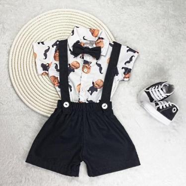 Imagem de Conjunto Infantil Menino Mauricinho Camisa Social Com Gravata Mais Sho