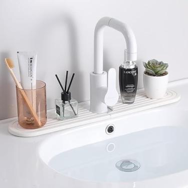 Imagem de Tapete de torneira para pia de cozinha, protetores de pia de secagem de pedra de diatomita, protetor de respingos de torneira de banheiro, absorção de água de secagem rápida, bandeja de pedra