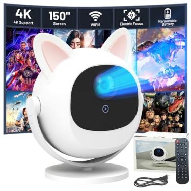 Imagem de Mini projetor com Wi-Fi e Bluetooth, projetor de filmes portátil com rotação de 180°, compatível com Full HD 1080p, pedra fundamental vertical automática, compatível com iOS, Android, laptop, TV