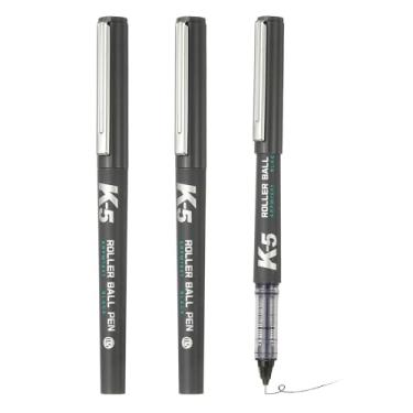 Imagem de PATIKIL Caneta esferográfica de tinta líquida preta, 3 peças de grande capacidade de secagem rápida de 0,5 mm canetas de ponta fina, para escritório, arte, artesanato, scrapbooks, desenho, diário