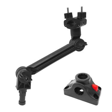 Imagem de EDSRDPLT Suporte estabilizador de motor de pesca universal, liberação rápida, suporte ajustável para motores elétricos de leme, serve para sistemas de trilhos de barco Versatrack, Lund, Ranger e Lowe