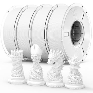 Imagem de RAMBERY Filamento de impressora 3D PLA+ branco 1,75 mm 4 kg Resistência do carretel atualizado filamento de impressão 3D perfeitamente enrolado se encaixa na maioria das impressoras FDM, 1 kg x 4