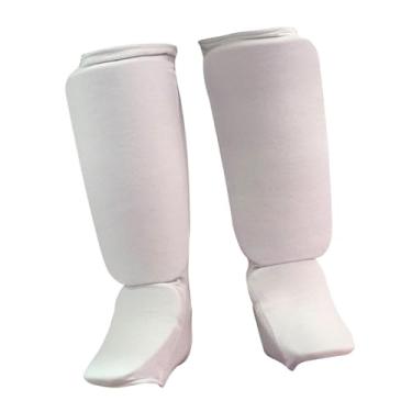 Imagem de Dynwave Caneleiras de Muay Thai, Protetores de Pernas Confortáveis, Protetores de Peito para Chutes, Esportes de Karatê, Taekwondo e Luta Livre, Branco