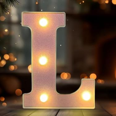 Imagem de Letreiro de LED com letra L, letreiro iluminado do alfabeto para decoração de casa, decorações de festa de casamento de aniversário - G rosa