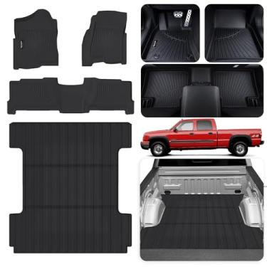 Imagem de AltraVos Tapetes e porta-malas grande para Chevy Silverado GMC Sierra Crew Cab 1500 2500 2500 2500HD 3500HD, 2007 Silverado GMC Sierra Classic Body, tapetes de chão e forro de porta-malas