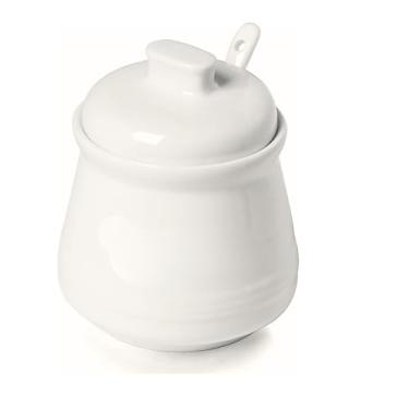 Imagem de Dwlire Açucareiro de cerâmica com tampa e colher, pote de açúcar de porcelana de 340 g, dispensador de açúcar, recipiente de sal de açúcar para recipientes de bancada de casa e cozinha, branco