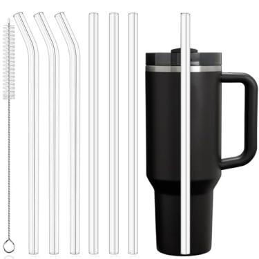 Imagem de Canudos reutilizáveis de 30,5 cm para Stanley/Yeti Copo de copo de 850,5 g-1,134 g, pacote com 6 canudos de plástico longos com escova de limpeza, canudo de substituição transparente para beber