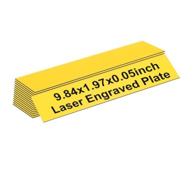 Imagem de PATIKIL Placas de nome em branco, placas de nome gravadas de 25 x 5 cm, placa de nome personalizada, placas de porta, etiquetas de mesa para escritório, sala de aula, amarelo com letra preta, 15 peças