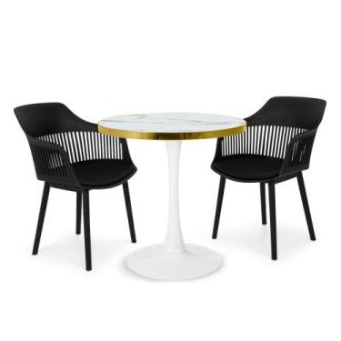 Imagem de Conjunto Mesa de Jantar Redonda Majestic 70cm Branca com 2 Cadeiras Es