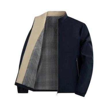 Imagem de Jaqueta Casual Masculina Slim Fit Em Cor Sólida Com Zíper Completo Par