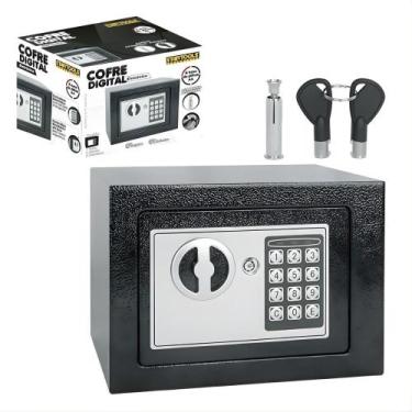 Imagem de Cofre Digital Eletrônico com Senha e Chave  Aço Reforçado e Fixação em