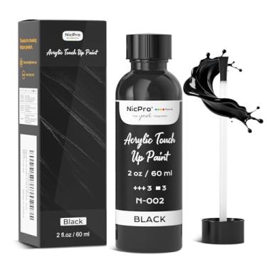 Imagem de Nicpro Tinta de retoque preta - 60 ml, caneta de tinta de retoque preta não tóxica de alto brilho, reparo de arranhões para várias superfícies, paredes, madeira, metal, eletrodoméstico, porta, armário