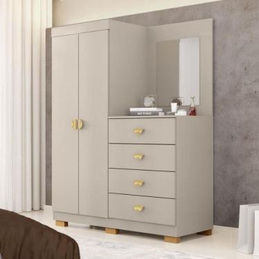 Imagem de Cômoda Roupeiro 2 Portas 4 Gavetas Cristal - Vila Rica, Fendi