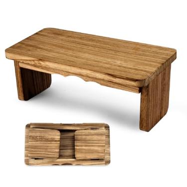 Imagem de Elfzone Banco de meditação – Banco de ioga, banco de meditação zen de madeira para ajoelhar para prática de mindfulness, cerimônia de chá e relaxamento, design ergonômico para conforto e apoio