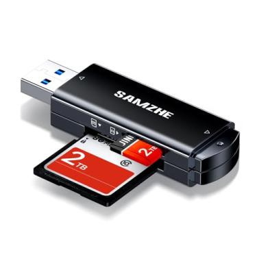 Imagem de SAMZHE Leitor de cartão SD USB 3.0 leitor de cartão micro SD 5Gbps adaptador de cartão de memória para TF SD Micro SD SDXC SDHC MMC RS-MMC Micro SDXC Micro SDHC UHS-I compatível com Mac, Windows
