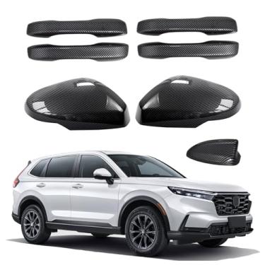 Imagem de Naisec Para Honda CRV CR-V 2023 2024 2025 acessórios de carro capa de maçaneta de porta externa capa de espelho traseiro decalques de antena de barbatana de tubarão conjunto de 7 peças padrão de fibra