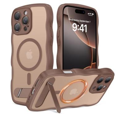 Imagem de BENTOBEN Capa magnética para iPhone 16 Pro Max com suporte, suporte invisível ondulado fofo compatível com Magsafe Slim Matte Fit Girl Women Men Capa protetora para iPhone 16 ProMax 6,9 polegadas