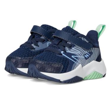 Imagem de New Balance Tênis de corrida unissex infantil Rave Run V2 de renda elástica com alça superior, Nb Azul-marinho/Electric Sky/Sweetgrass, 6.5 Toddler