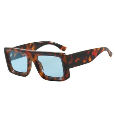 Imagem de Óculos de Sol Femininos e Masculinos com Armação Grande, Estampa de Leopardo e Hastes Largas, Proteção UV400, Ideais para Esportes ao Ar Livre, Corrida e Ciclismo, Cor Azul Florido