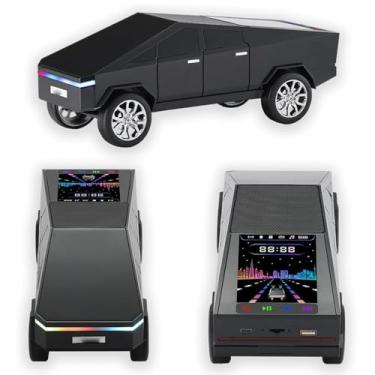 Imagem de VBESTLIFE Alto-falante Bluetooth, Alto-falante Portátil Inspirado Em Caminhão Elétrico Com Tela Dinâmica, Rádio FM, Reprodução USB, Luzes LED para Festa, Microfone Embutido (Preta)
