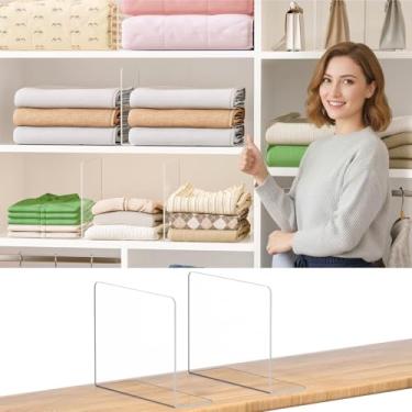 Imagem de Jogori Divisórias de prateleira para organização de armários: 25,4 cm de altura x 21,3 cm de profundidade organizador de divisórias de acrílico transparente durável para prateleiras - pacote com 12