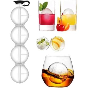 Imagem de Forma de Gelo Esférica em Plástico 4 Esferas Branco 10x3.9x1cm Lavável