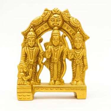 Imagem de Home Genie Brass Ram Darbar Idol – Estátua decorativa de carneiro, Sita, Lakshman e Hanuman para templo doméstico, quarto Pooja e decoração espiritual | Ram de latão artesanal Parivar Murti
