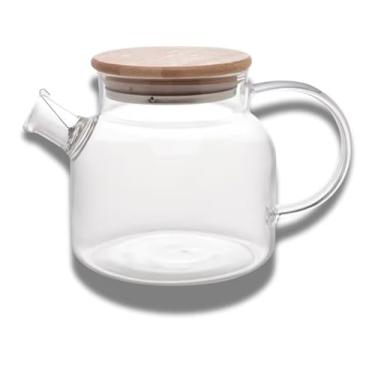 Imagem de Chaleira de Vidro 1L Borossilicato Premium com Tampa de Bambu – Ferve Água, Prepara Chá e Café, Alta Resistência Térmica