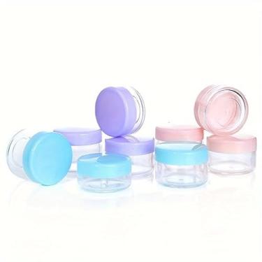 Imagem de 50 frascos redondos transparentes de 5 ml para cosméticos, loções, cremes, maquiagem, miçangas, sombra, strass, amostras e potes (azul)