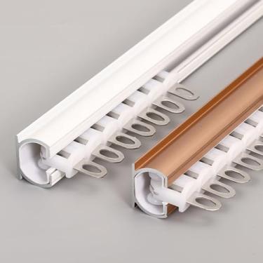 Imagem de Kit de trilho de cortina para montagem no teto/parede, divisória de sala de trilhos de cortinas resistentes, silencioso, para espaço de 100 cm a 600 cm de largura, branco (branco-A, 300 cm/2 x 150 cm
