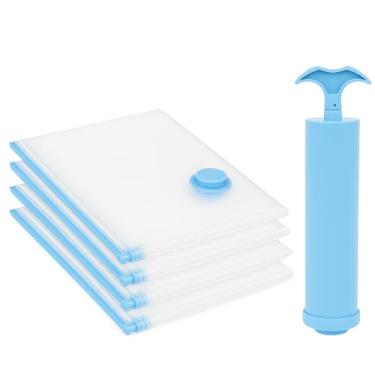 Imagem de KIT 3 Sacos a Vácuo Transparentes (P/M/G) Com Bomba Pequeno (40x60cm), Médio (60x80cm), Grande (70x100cm) Organizador para Viagem e espaços reduzidos. Otimize Espaço!