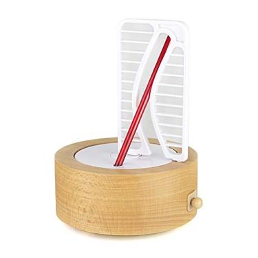 Imagem de pcagfaajmh Caixa de música colecionável sonhadora criativa porta giratória caixa de música de madeira artefato de papai decoração de casa (cor: tamanho da cor da imagem: 11,7 x 11,7 x 16,8 cm)