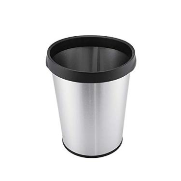 Imagem de Caixotes de lixo de aço inoxidável simples lata de lixo doméstica aberta lata de lixo de aço inoxidável caixote do lixo superior aberto sem tampa Recipiente de lixo lixeira de cozinha (tamanho: prata