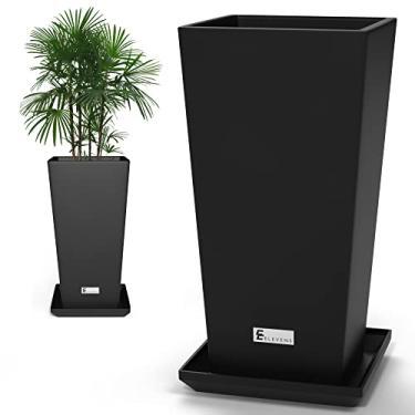 Imagem de Elevens Vasos de flores maiores para ambientes externos Cônicos para ambientes internos Jardim em forma de V Vasos de jardim 27" - Preto (2 pacotes)